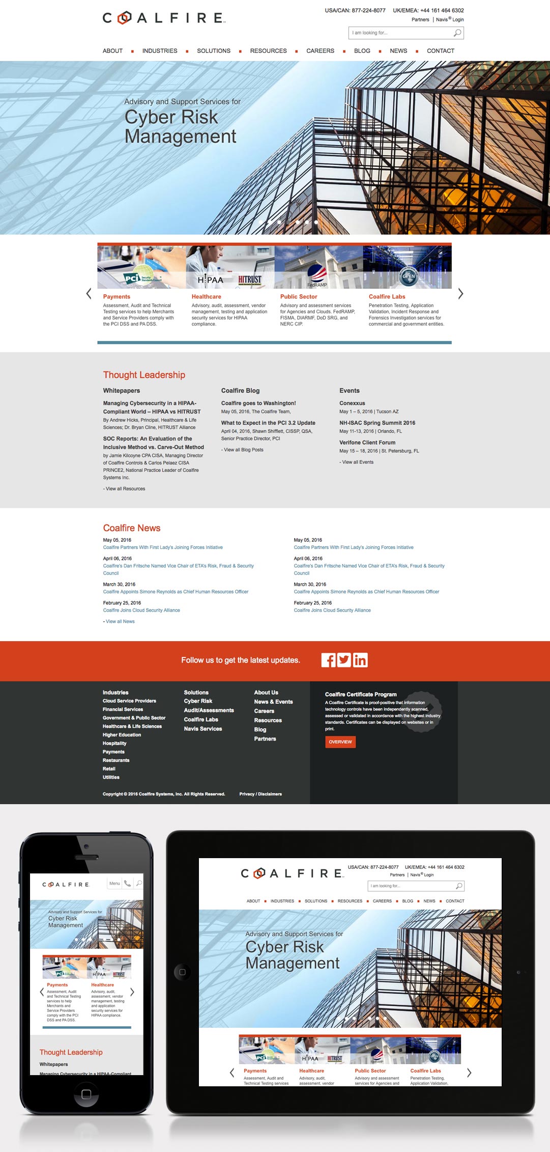 Coalfire responsive website design